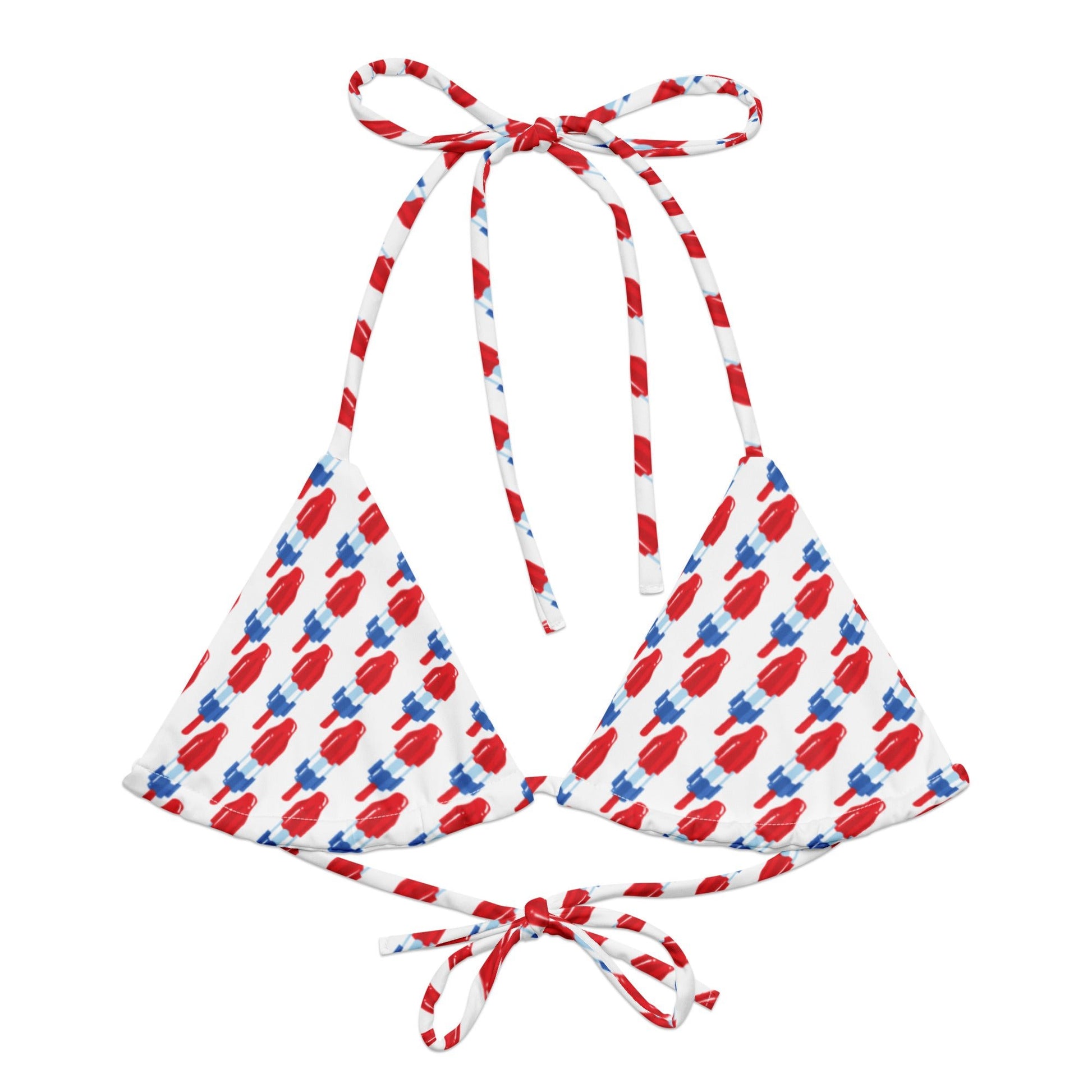 Red, White & Blue Popsicle Recycled Bikini Top - ninanush