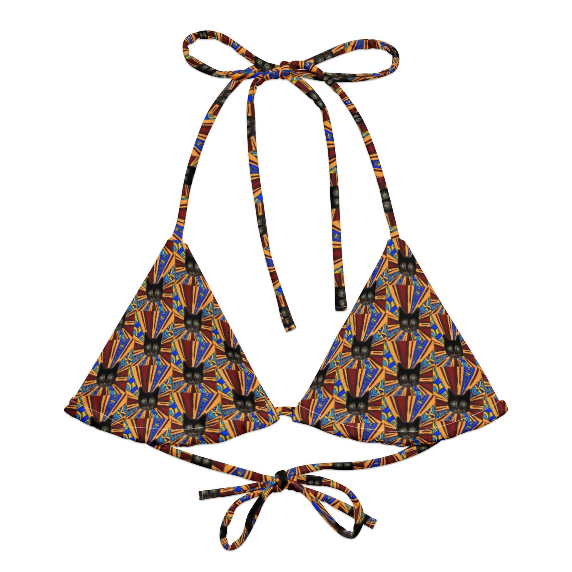 Trippy Cats Recycled Bikini Top - ninanush