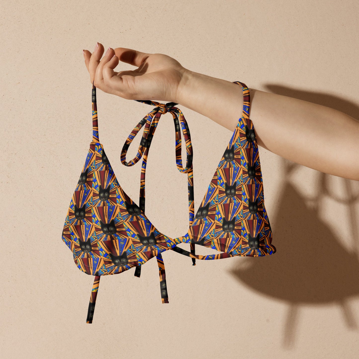 Trippy Cats Recycled Bikini Top - ninanush