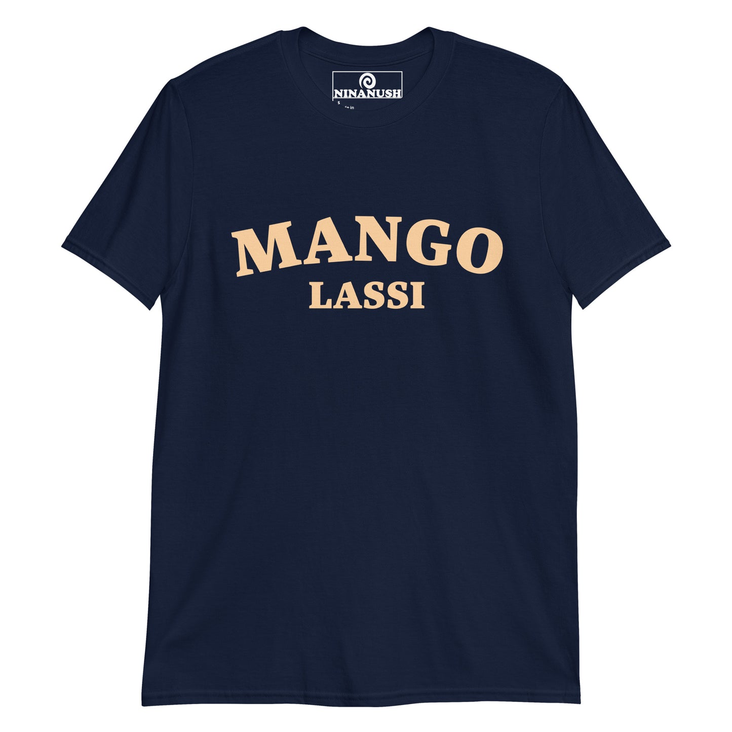 Navy Mango Lassi T-shirt from Nina's Funky Shop by ninanush - Mango Lassi 🔥 Do you love mango lassis? Looking for a unique foodie gift? Look no further! Our Mango Lassi T-shirt is just what you need. It's a college-style, crew neck foodie shirt for Indian food enthusiasts. If you love mago lassi, this funny food shirt was designed just for you. Celebrate your favorite foods and drinks in our funky foodie apparel, designed by Nina and made just for you.