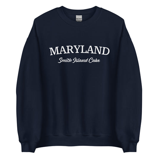 Navy Maryland Smith Island Cake Sweatshirt from Nina's Funky Shop by ninanush - Love smith island cake? Looking for a fun Maryland gift? Introducing our Maryland Smith Island Cake Sweatshirt! It's a funny foodie Maryland sweatshirt for Smith Island Cake lovers like you. This unisex, crew neck sweatshirt comes in a variety of colors with the words "Maryland Smith Island Cake" on the front.
