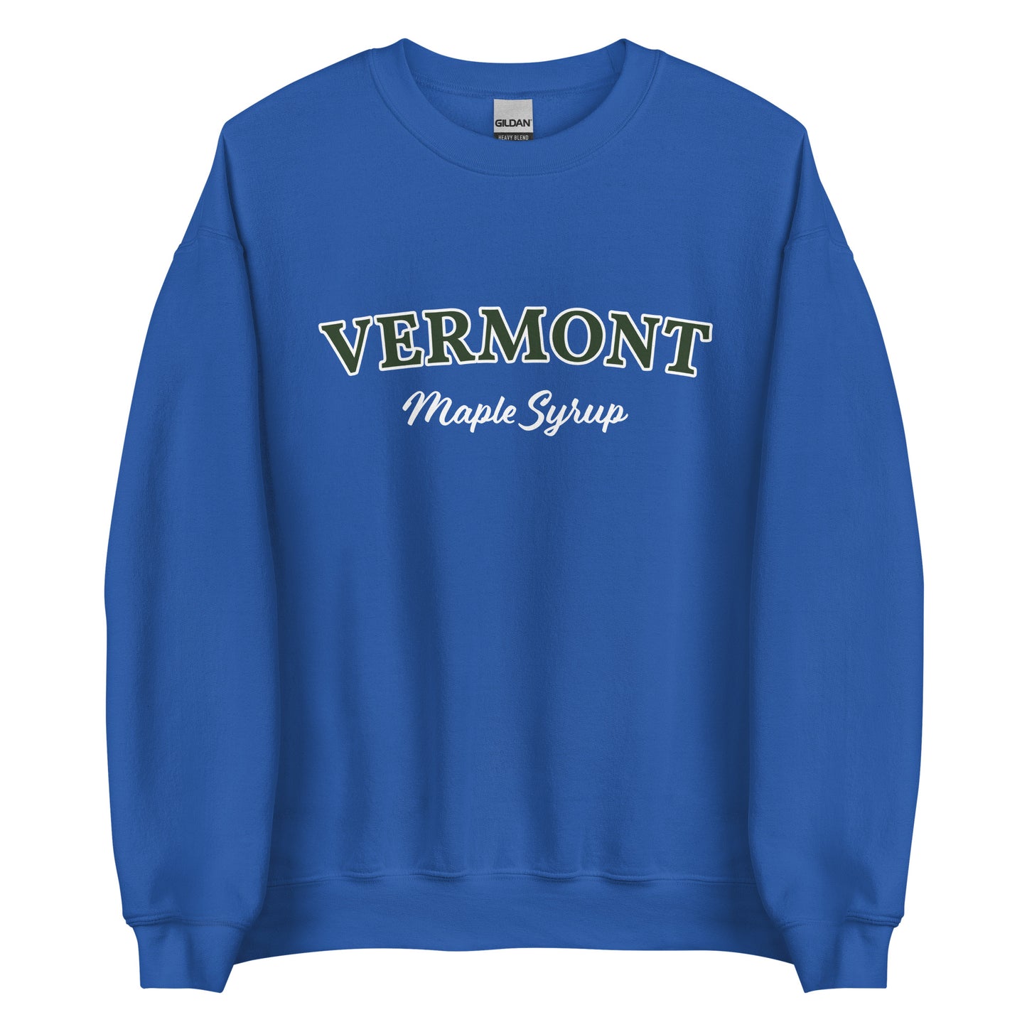 Royal Blue Vermont Maple Syrup Sweatshirt from Nina's Funky Shop by ninanush - Love real maple syrup? Need a fun New England Gift? Our Vermont Maple Syrup Sweatshirt is just for you. It's a funny foodie sweatshirt for maple syrup lovers and foodies of all kinds. This unisex, crew neck sweatshirt has "Vermont Maple Syrup" on the front. The perfect Vermont Sweatshirt for maple syrup enthusiasts.