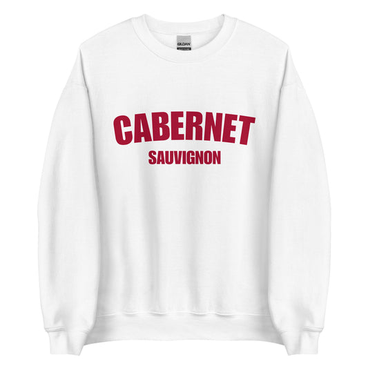 White and Red Cabernet Sauvignon Sweatshirt from Nina's Funky Shop by ninanush - Love Cabernet Sauvignon? Looking for a fun wine lover gift? Our Cabernet Sauvignon Sweatshirt is a unisex, crew neck sweatshirt that comes in a variety of colors with "Cabernet Sauvignon", on the front. Perfect for cozy nights in or stand out streetwear, this wine enthusiast sweatshirt is designed by Nina just for you. 