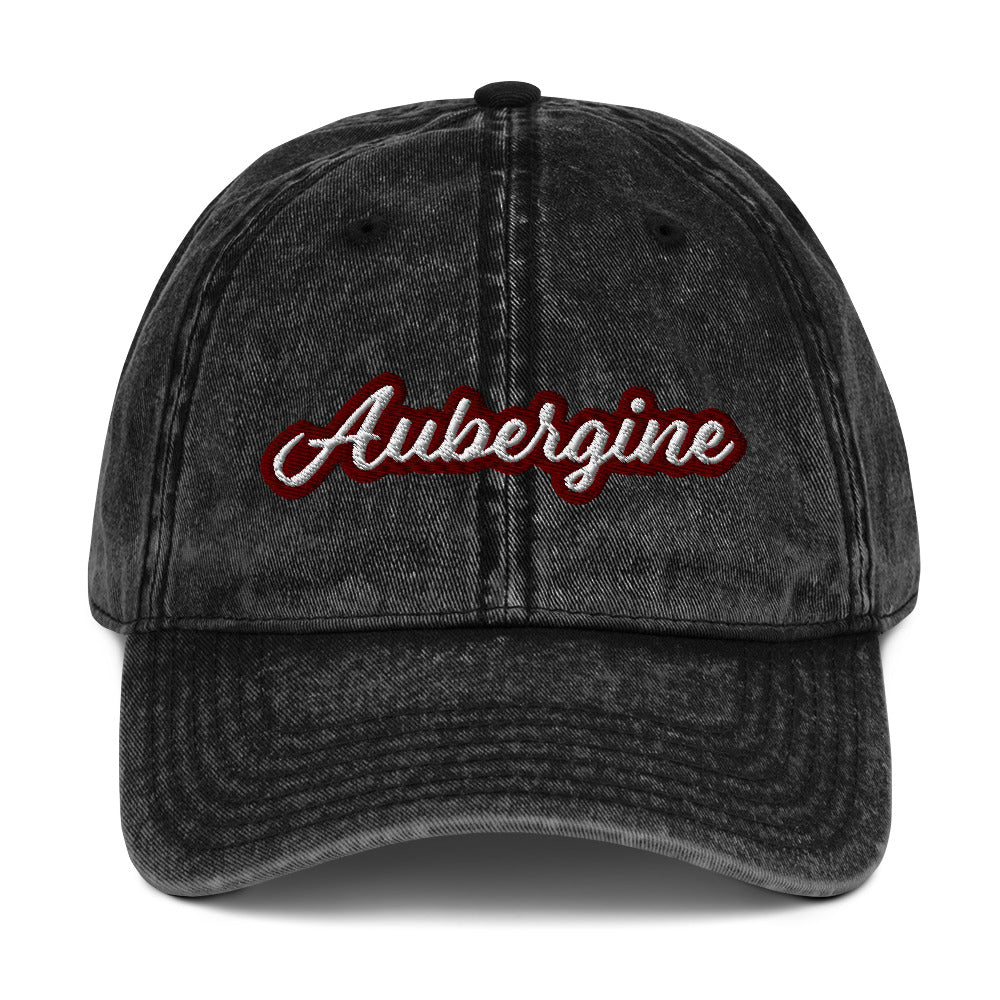 Black vintage style dad hat for eggplant eaters - This vintage style aubergine dad hat is just what every eggplant lover needs. Make a statement in this funky aubergine dad hat. It's stylish, unique, designed for eggplant enthusiasts and made just for you. Give it as a gift for an eggplant lover or wear this funny foodie dad hat to add a little personality to your look. 