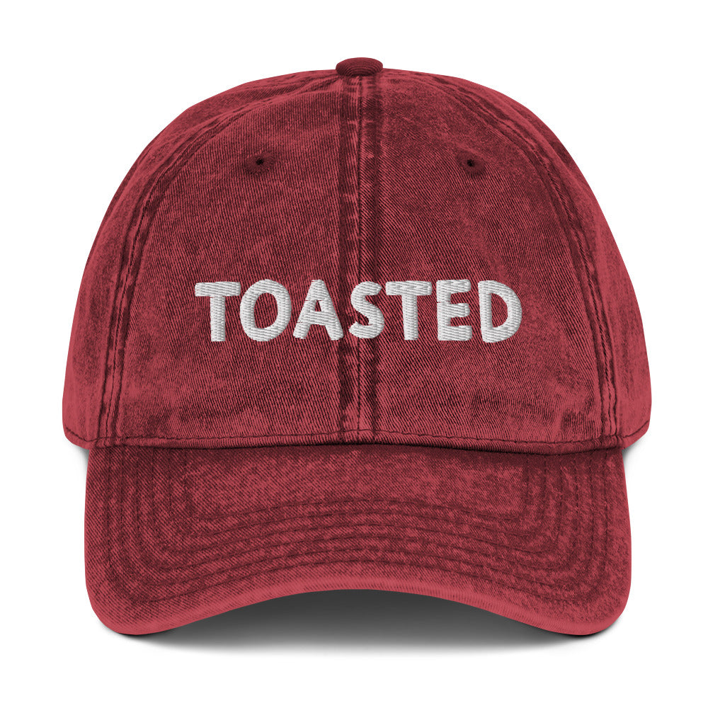 Maroon toasted dad hat - This toasted dad hat stands out in a variety of colors with a faded vintage style look and white embroidery. It's comfortable, unique and made just for you. Wear this funny dad hat as everyday streetwear. Eat your favorite foods in our funny food clothing and accessories and find the perfect funny gift for foodies.