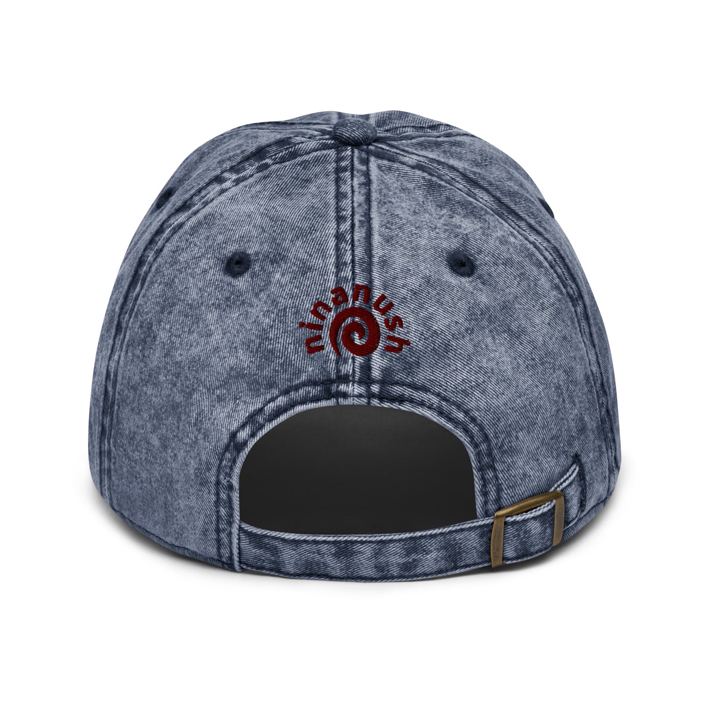Back of blue shashlik hat - Shashlik enthusiast? This shashlik hat was designed just for you. Share your love of shashlik and make a statement in this funny food hat. It's made of 100% cotton, with a faded vintage look and an unusual, eye-catching foodie embroidery. The perfect funny gift for shashlik lovers and dad hat for foodies of all kinds. 