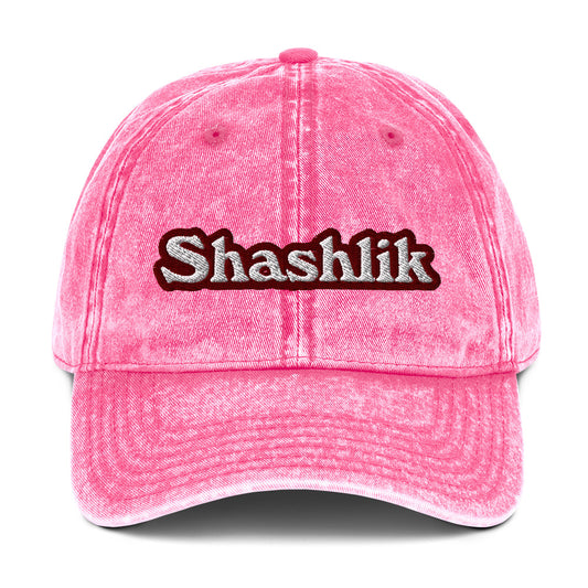 Pink shashlik hat -Shashlik enthusiast? This shashlik hat was designed just for you. Share your love of shashlik and make a statement in this funny food hat. It's made of 100% cotton, with a faded vintage look and an unusual, eye-catching foodie embroidery. The perfect funny gift for shashlik lovers and dad hat for foodies of all kinds. 