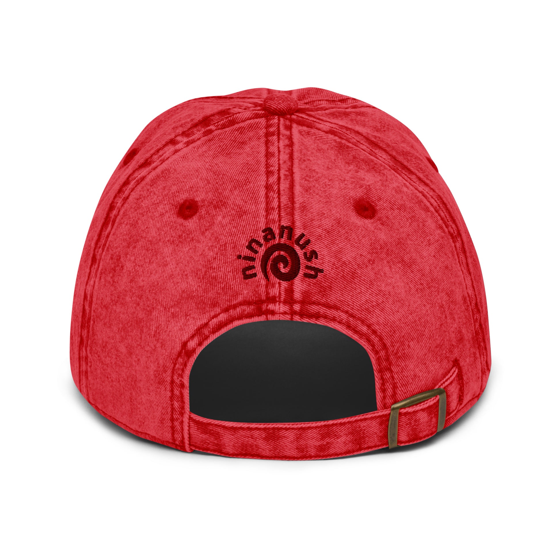 Back of red honey badger dad hat from Nina's Funky Shop by ninanush - This honey badger dad hat is comfortable, unique and made just for you. It has an adjustable closure and comes in a variety of colors. Stand out and add a little personality to your style in this funny dad hat for honey badger lovers. It also makes a funny gift for honey badger lovers and badger enthusiasts of all kinds.