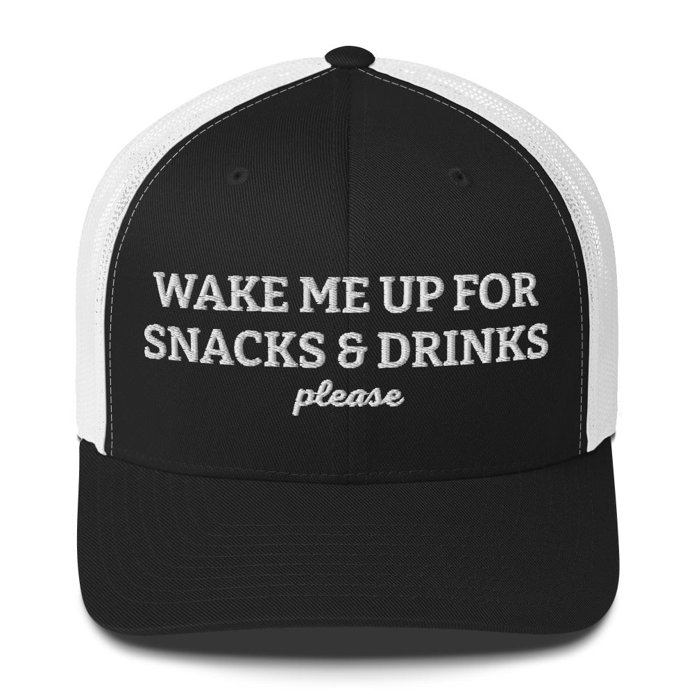 Wake Me Up For Snacks And Drinks Please Trucker Hat - ninanush
