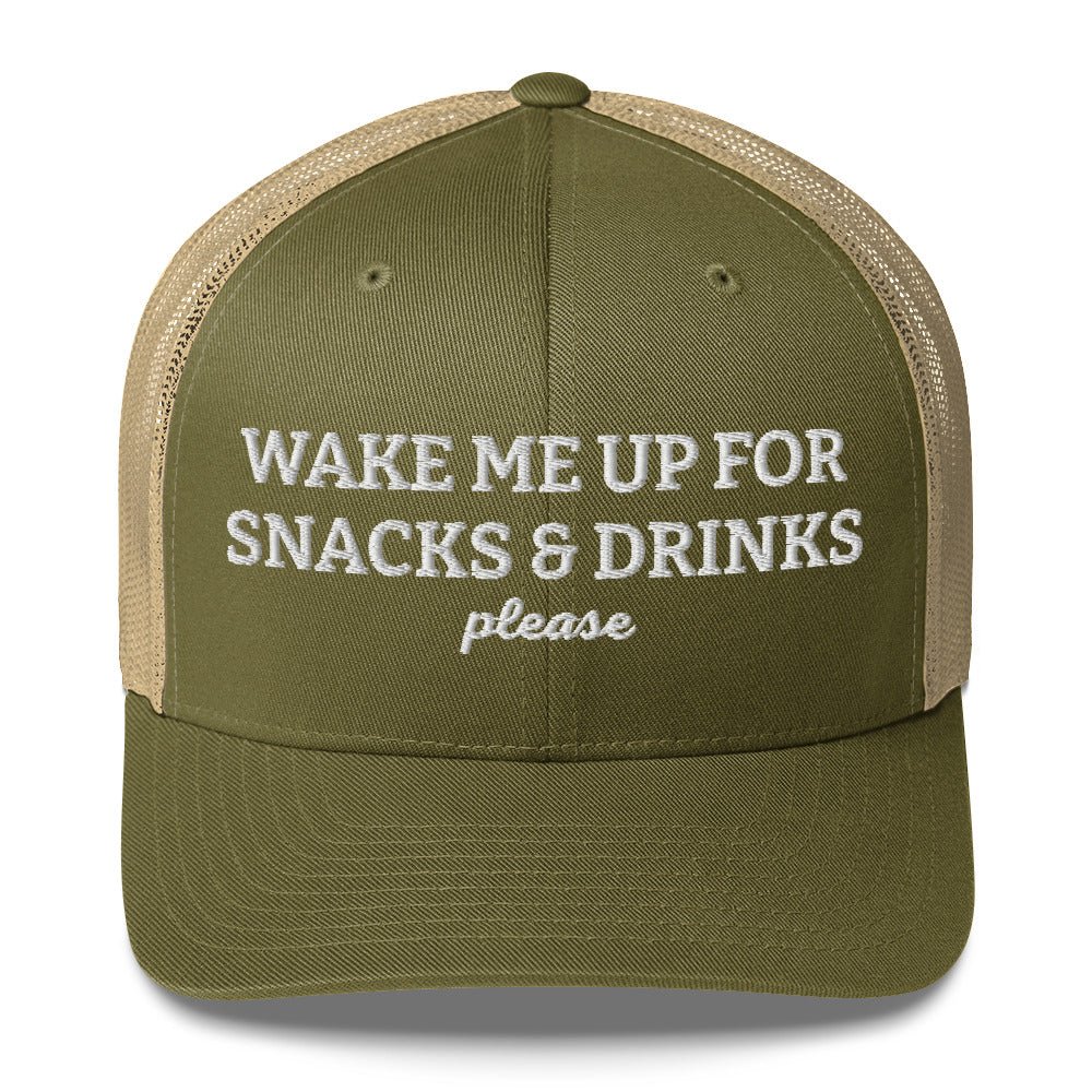 Wake Me Up For Snacks And Drinks Please Trucker Hat - ninanush