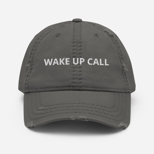Wake Up Call Distressed Dad Hat - ninanush