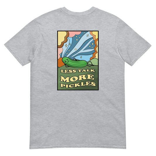 Pickle lovers unite! This funky pickle lover t-shirt is a colorful and original funky graphic t-shirt. This psychedelic t-shirt design is exactly what every pickle lover needs. This weird t-shirt is a perfect weird gift for foodies and pickle enthusiasts. Celebrate your favorite pickles in a colorful foodie tshirt. 