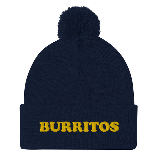 Love burritos? This funny foodie burrito beanie is a unique and weird winter hat for foodies and burrito lovers. It's a classic beanie with a unique yellow burrito embroidery. The burrito beanie is a perfect weird gift for foodies and the burrito enthusiasts! Shop funny foodie beanies, weird hats, funky animal t-shirts.