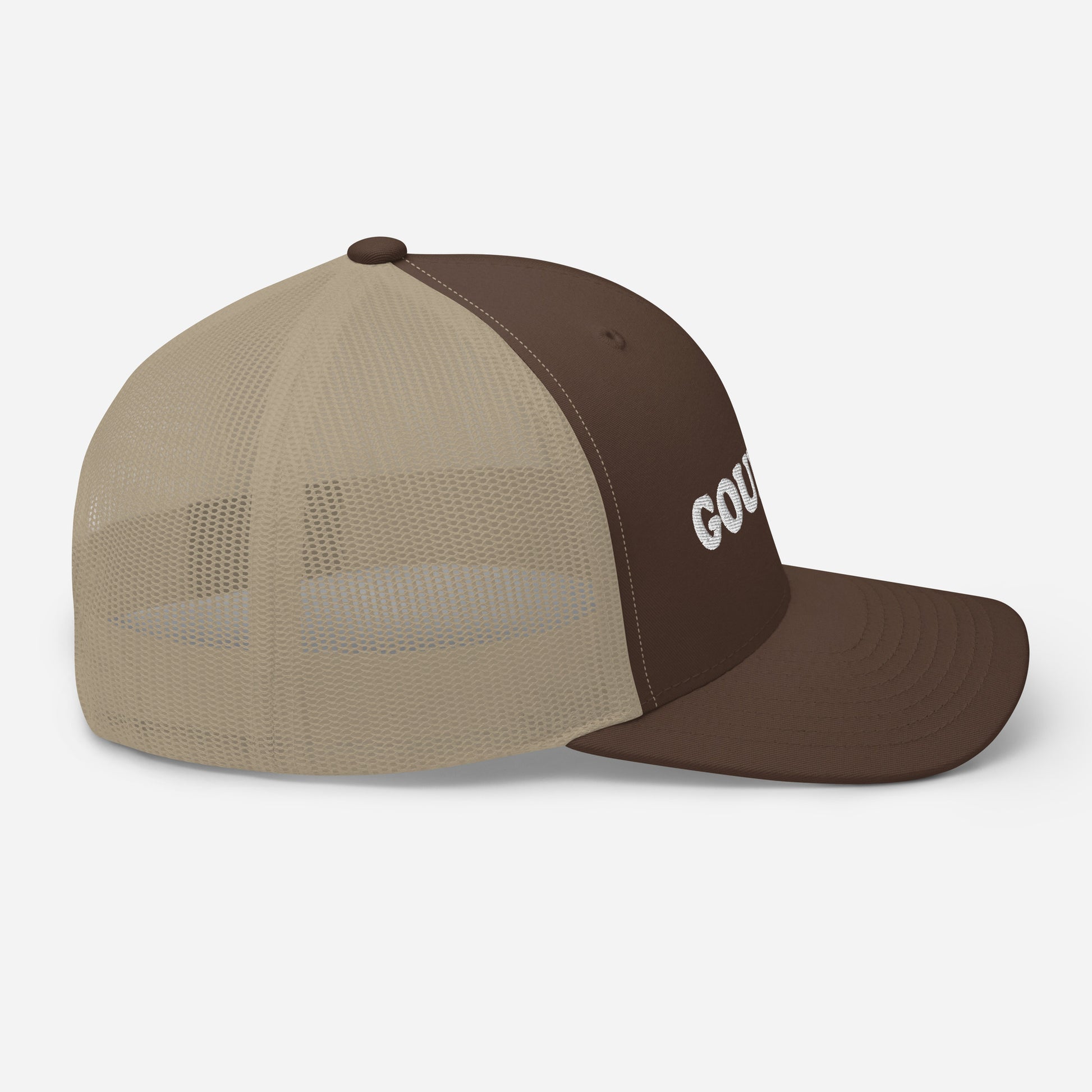 This goulash trucker cap with a mesh back is a comfortable and unusual foodie hat for everyday. It's a classic trucker cap with a funny and unusual foodie embroidery. This funky trucker hat is perfect for people who love goulash. Celebrate your favorite foods in our funky foodie clothing and accessories.