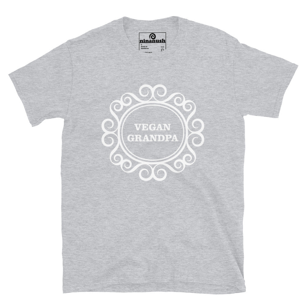 Light gray funny vegan t-shirt for vegan grandpas - This vegan grandpa t-shirt is the best funny shirt for vegans of all kinds. It's a soft and comfortable shirt your you or your grandpa. Make a statement in this proud vegan shirt design. Wear it as everyday vegan activist streetwear or give it as a funny gift for vegan friends and family. It's unique and made just for you.